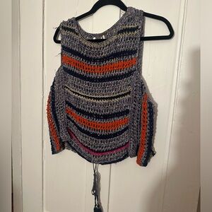 Free People Step Outside Open Knit Crocheted Cropped Tank